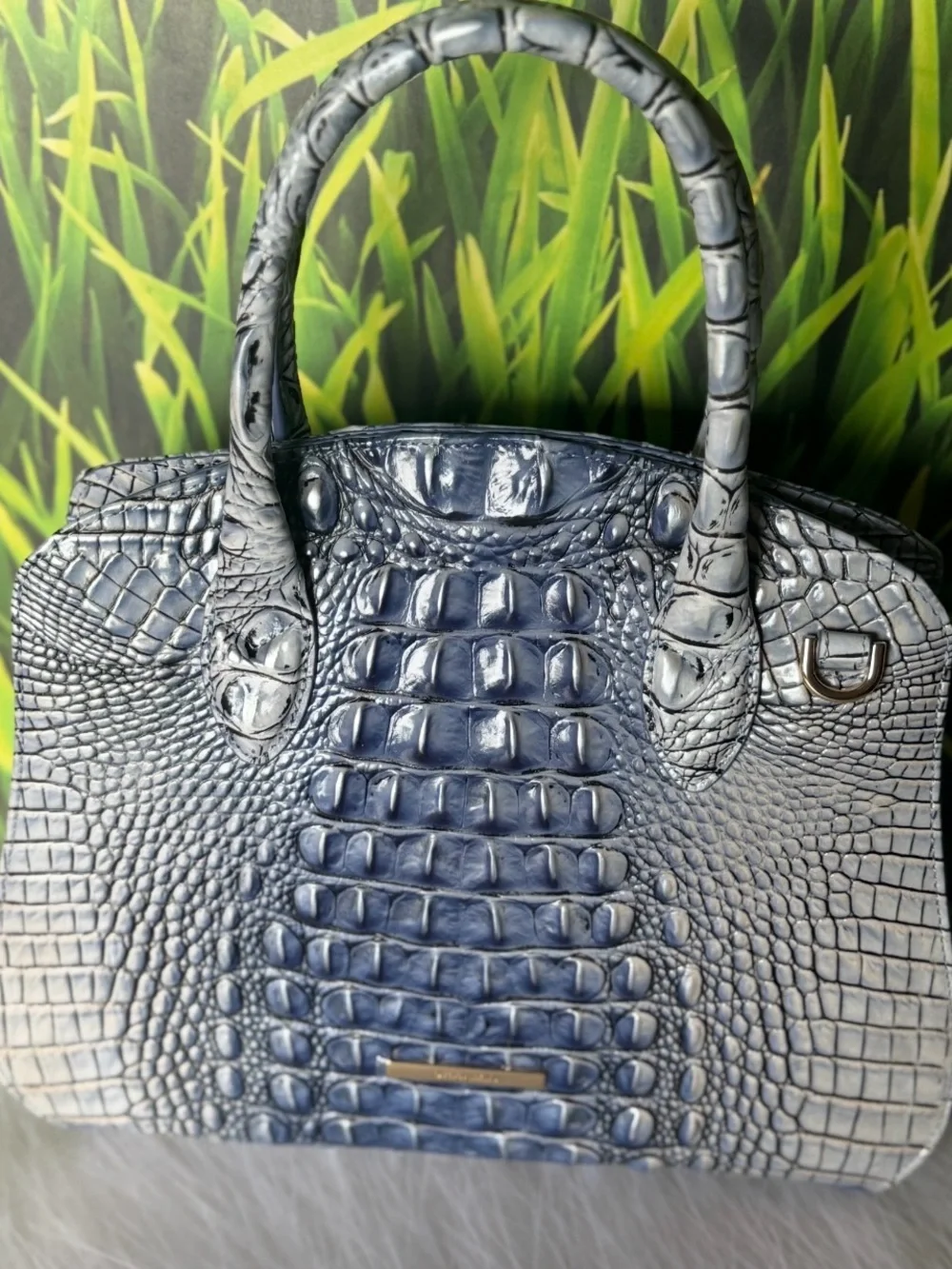 Brahmin Rosetta Bellbottom Blue Ombre Leather Satchel NWT